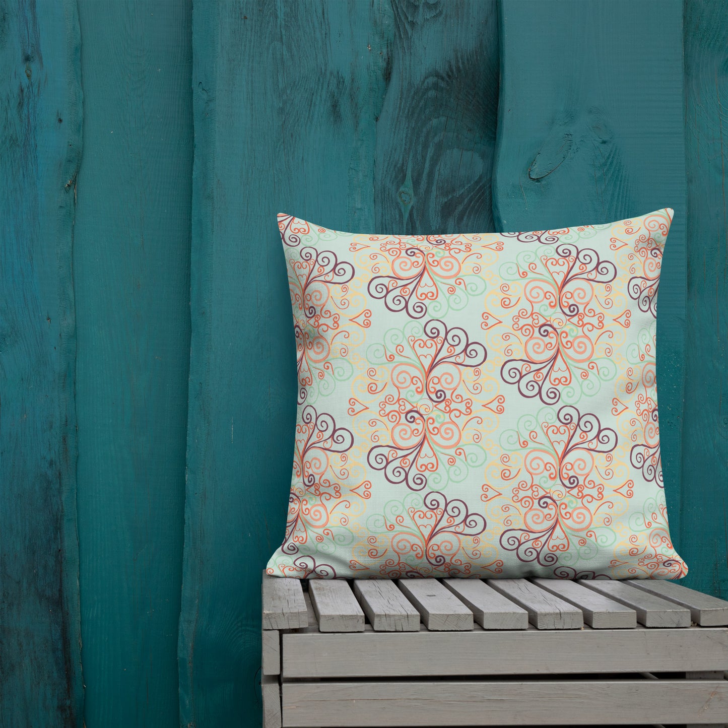 Scrolls on Oval Mint Premium Pillow