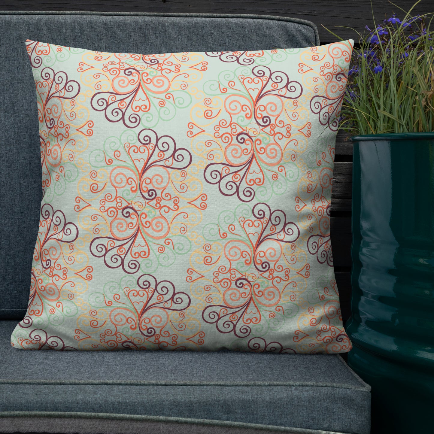 Scrolls on Oval Mint Premium Pillow