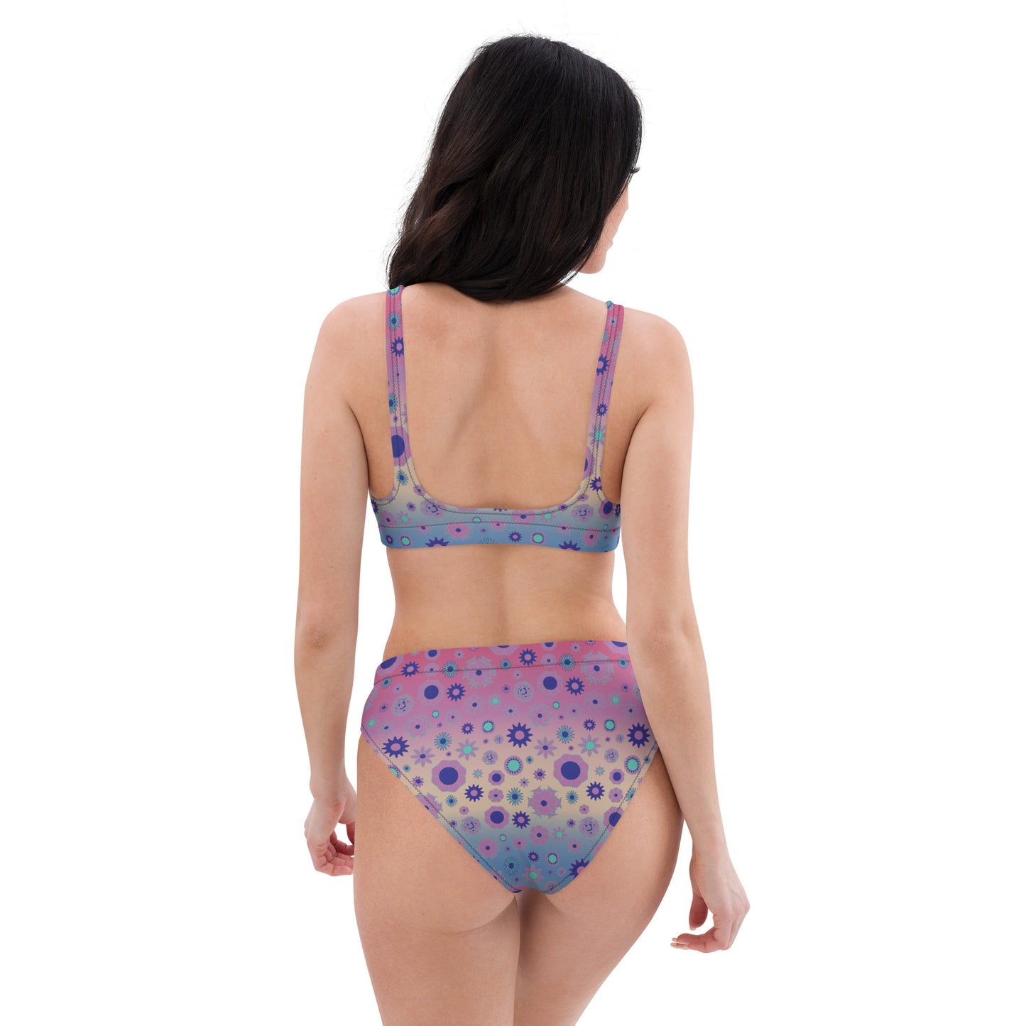 Pink Tie Dye Recycled high-waisted bikini