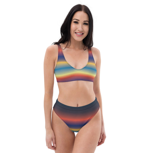 Rainbow Gradient Recycled high-waisted bikini