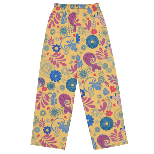 Mustard Paisley unisex wide-leg pants