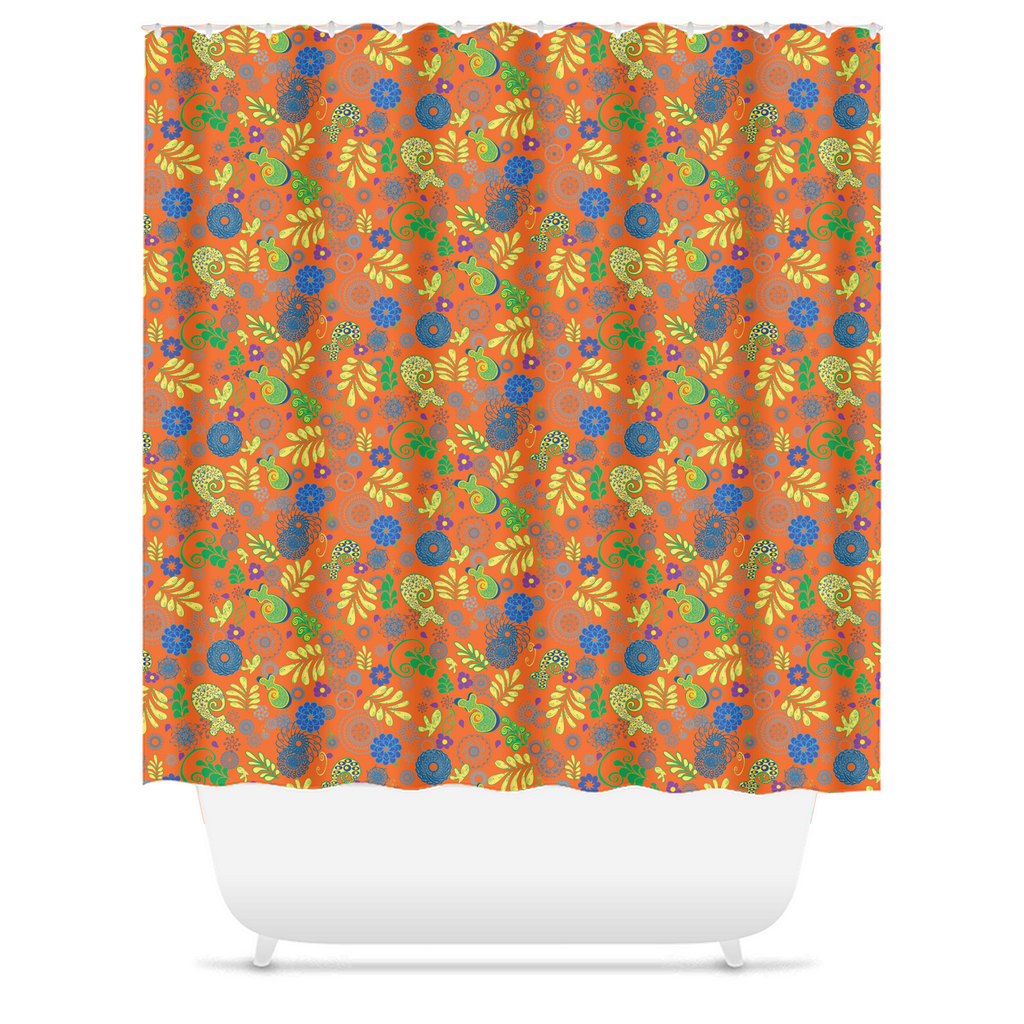 Orange Paisley Shower Curtains
