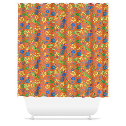 Orange Paisley Shower Curtains