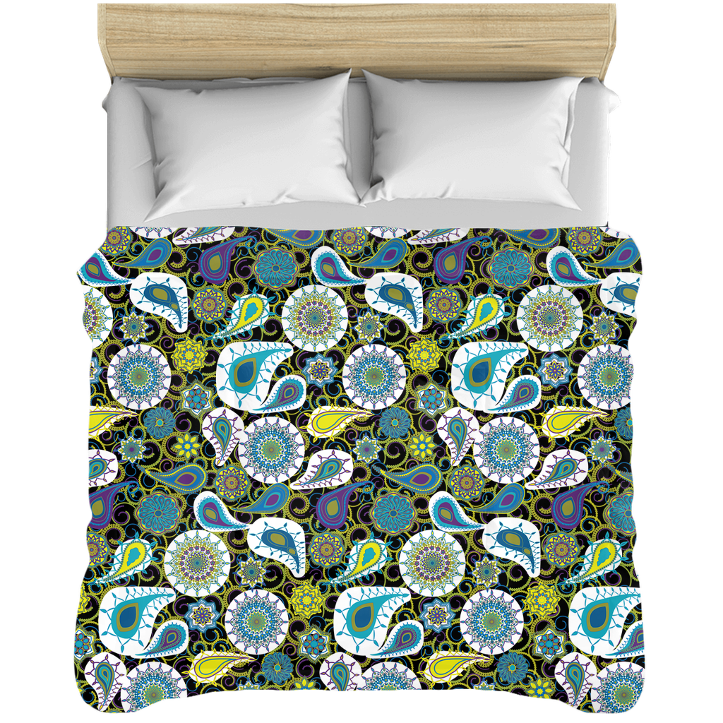 Paisley Pop - Olive and Blue Comforter