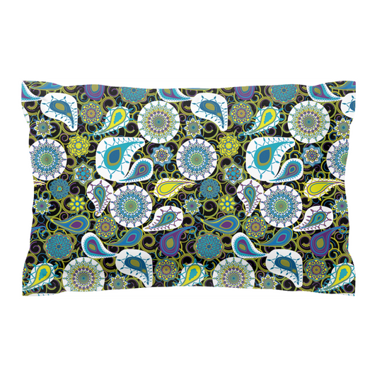 Paisley Pop - Olive and Blue Pillow Shams