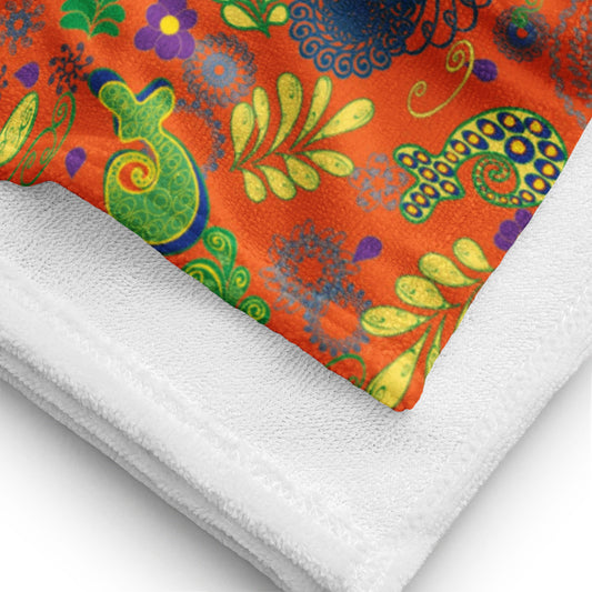 Orange Paisley Beach Towel, Colorful Decorative Towels, 30" x 60", Made On-Demand, Large Print