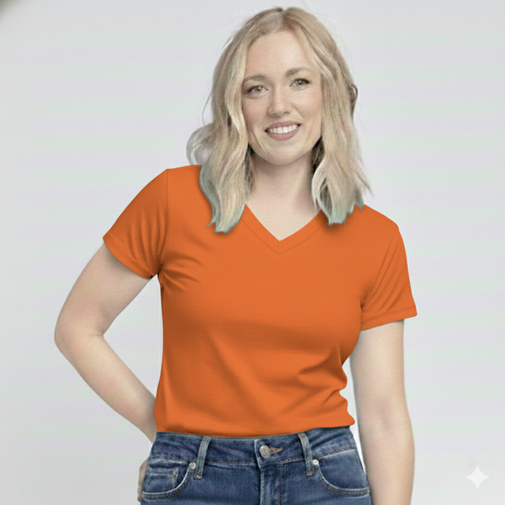 V-Neck Short Sleeve  Custom Sized T-shirt