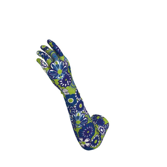 Navy & Blue Flowers on Lime