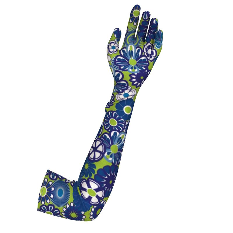 Navy & Blue Flowers on Lime