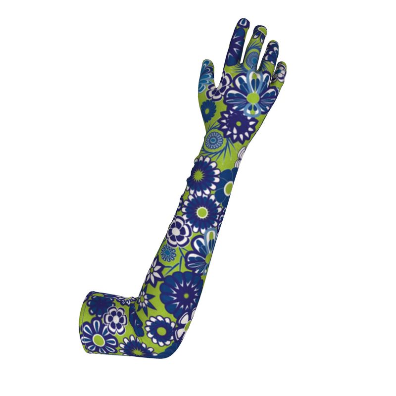 Navy & Blue Flowers on Lime