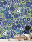 Blue Floral on Lime