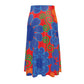 Blue poping buds on red Midi Skirt