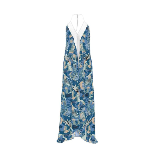 Van Go Inspired Colors Halterneck Backless Dress