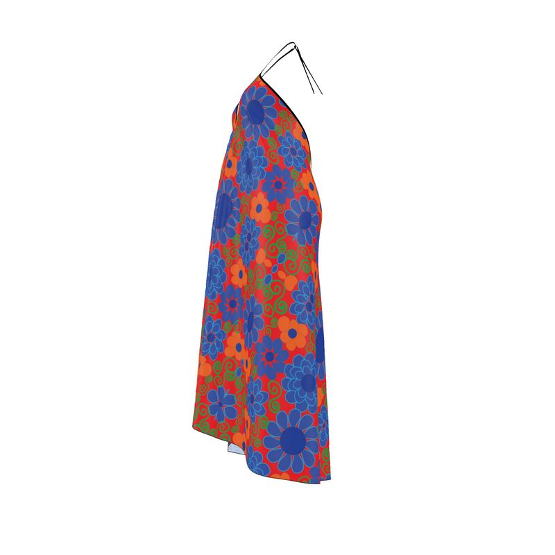 poppin buds Red and Navy Halter dress