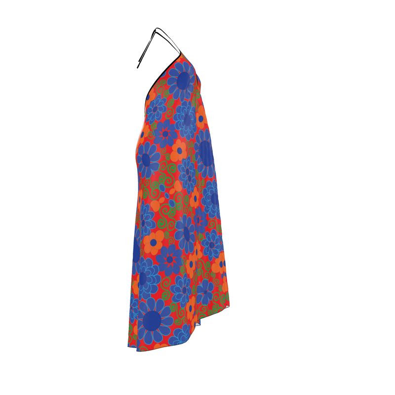 poppin buds Red and Navy Halter dress