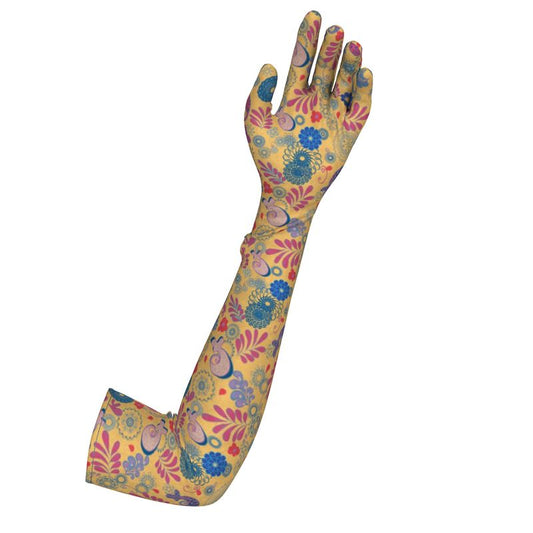 Peach Paisley Long Lycra Gloves