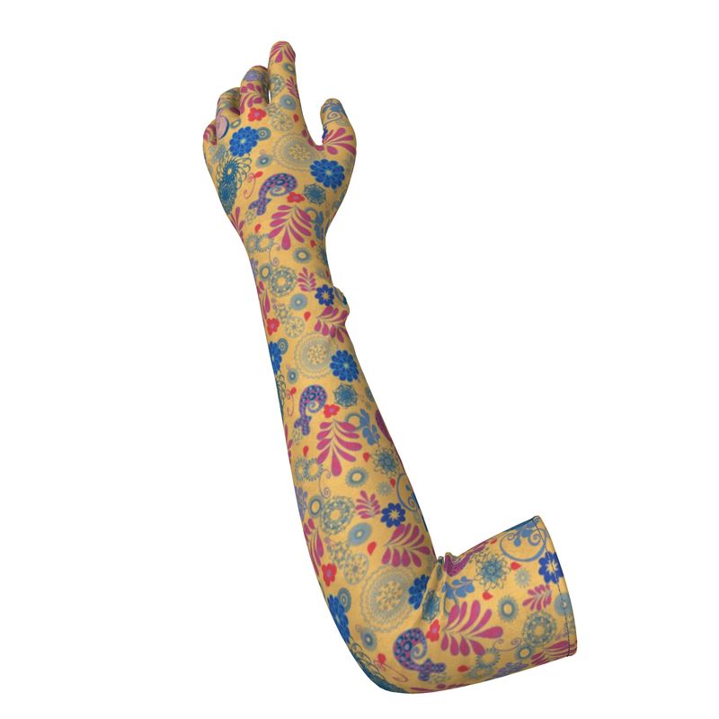 Peach Paisley Long Lycra Gloves
