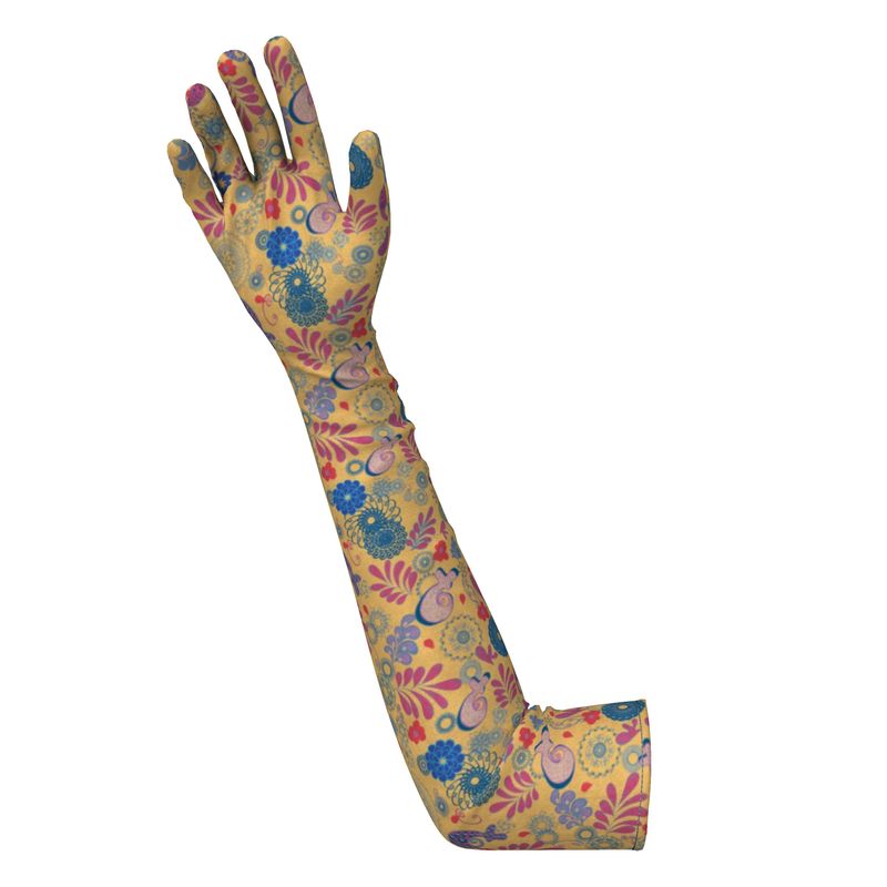 Peach Paisley Long Lycra Gloves