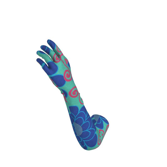 popin Buds on green Long Lycra Gloves, Opera Glvoes