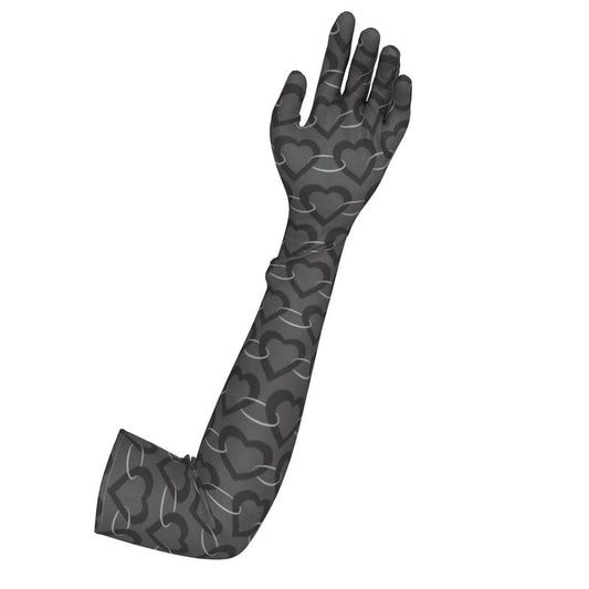 Heart Chain Charcol opera Glove, long lycra gloves,