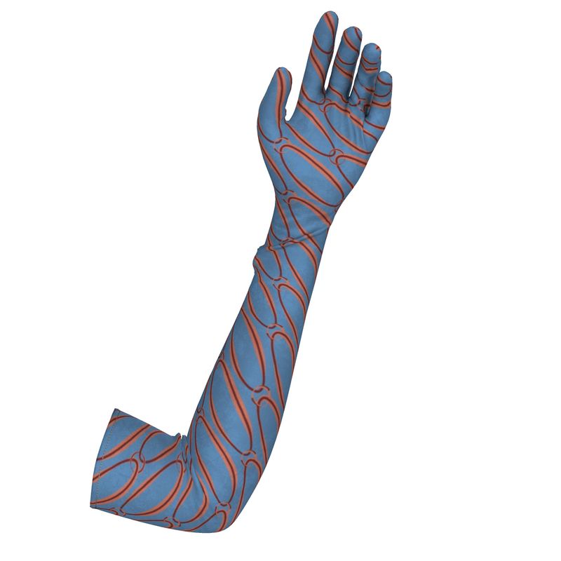 Copper Chain on Brilliant Blue Lycra Gloves