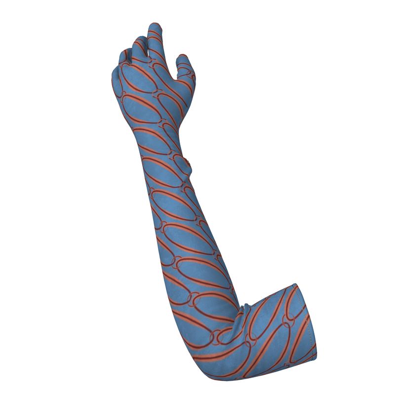 Copper Chain on Brilliant Blue Lycra Gloves