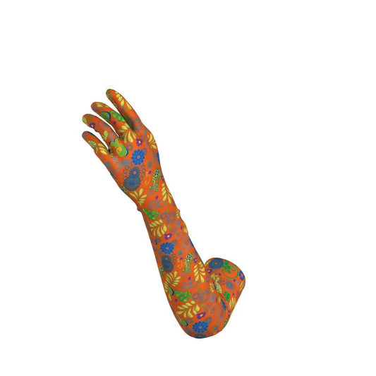 Orange Floral Opera Gloves