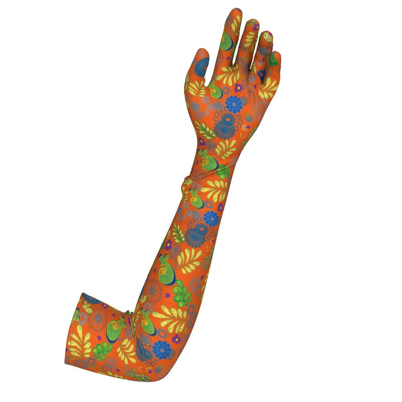 Orange Floral Opera Gloves