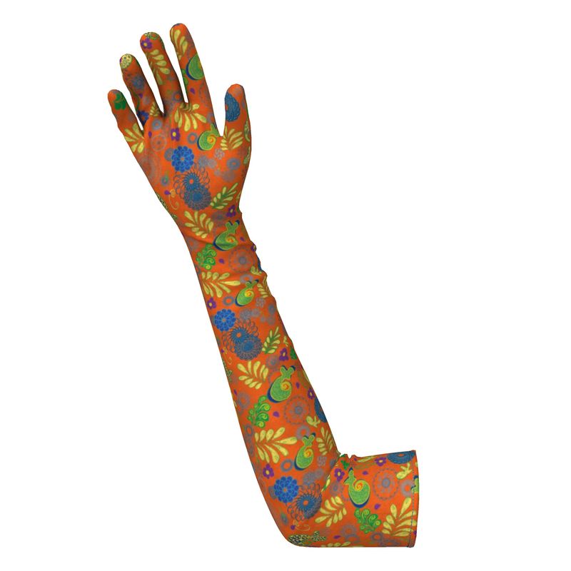 Orange Floral Opera Gloves