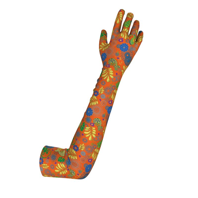 Orange Floral Opera Gloves