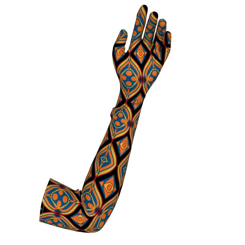 Orange Art Deco Lycra Gloves
