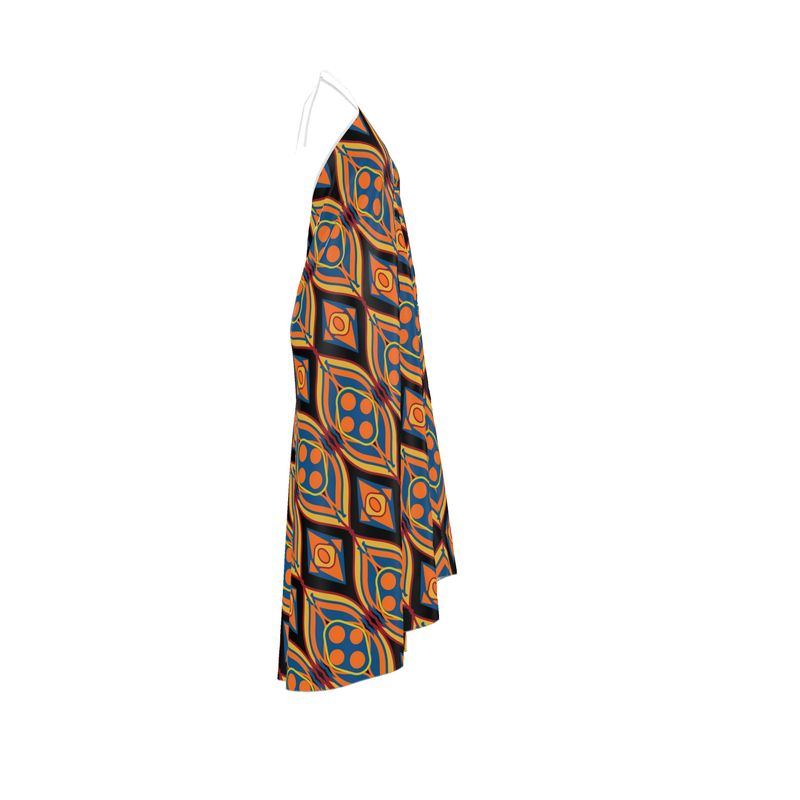 Art Deco Series Orange Halter Dress