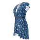 Flouncy Sleeve Wrap Dress - Blue Ocean Rays