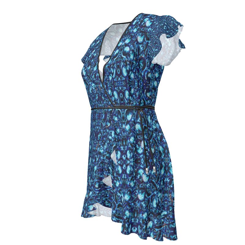 Flouncy Wrap Dress - Blue Ocean Rays