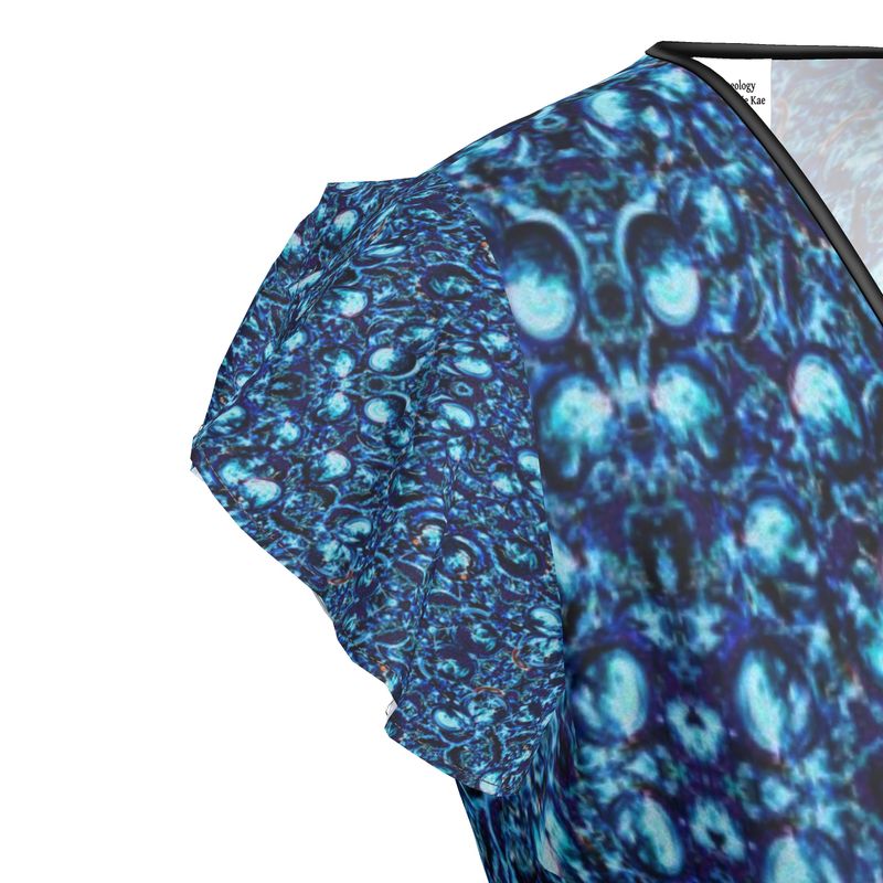 Flouncy Wrap Dress - Blue Ocean Rays