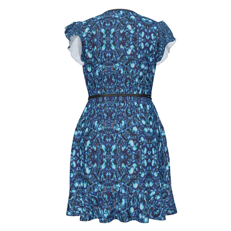 Flouncy Wrap Dress - Blue Ocean Rays