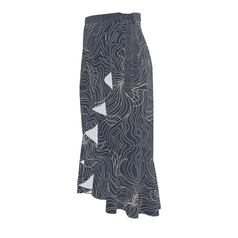 Black & Tan Ruffle trimed Flouncy Skirt