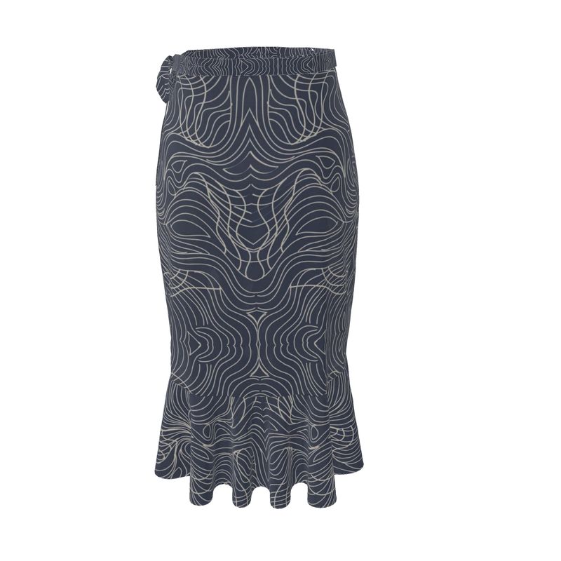 Black & Tan Ruffle trimed Flouncy Skirt
