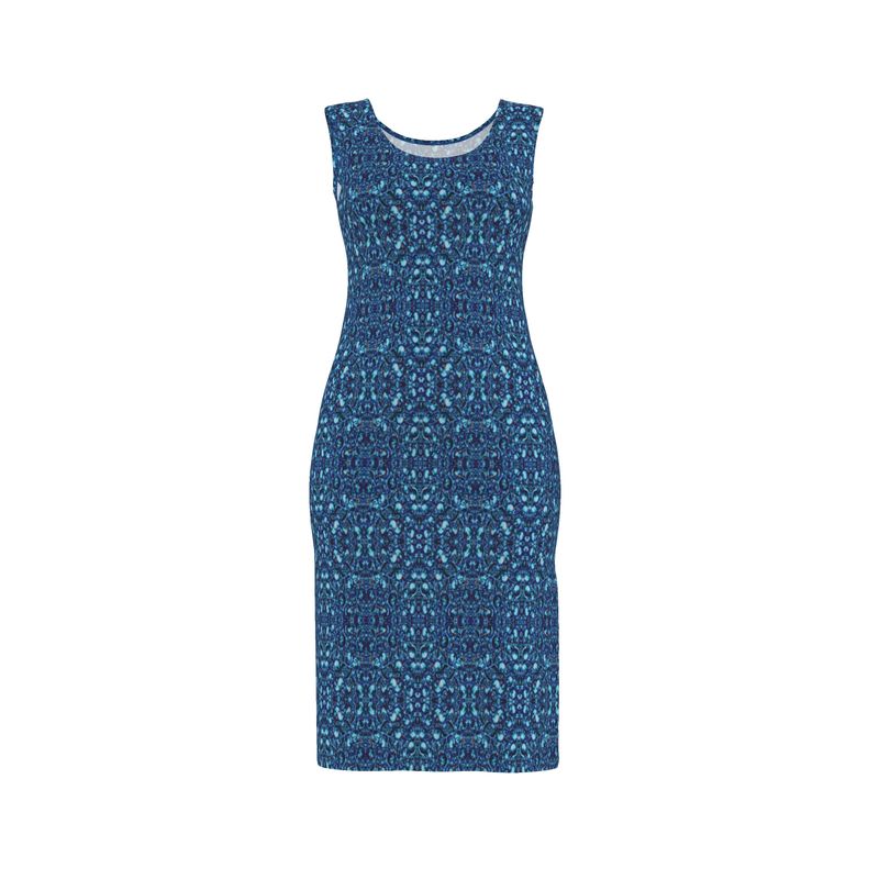Blue BodyCon dress with slipt hem on front left leg