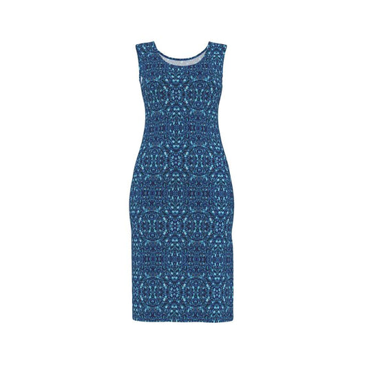 Blue BodyCon dress with slipt hem on front left leg