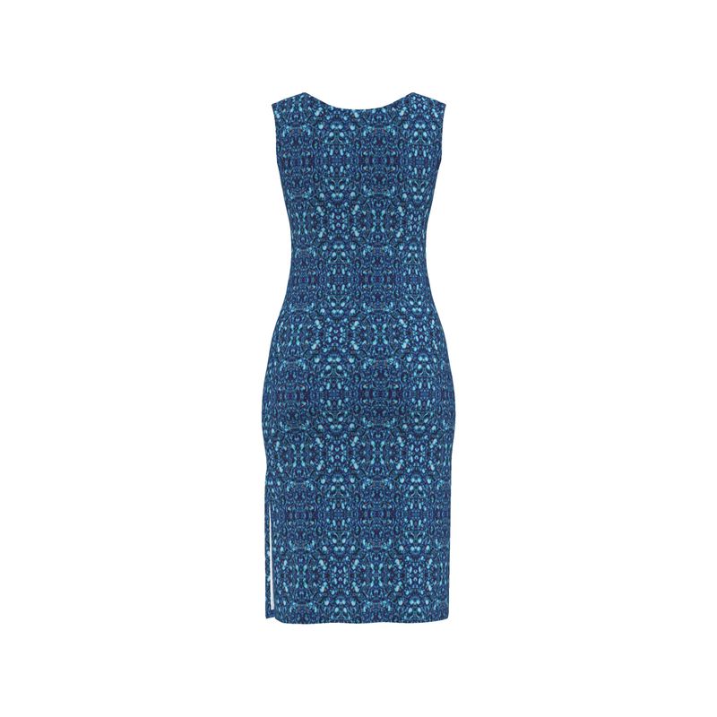 Blue BodyCon dress with slipt hem on front left leg