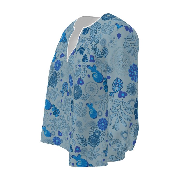 Blue Spiro Paisley Blouse Size XXS- 7XL