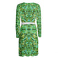 Yellow and blue lilly long sleeve wrap dress