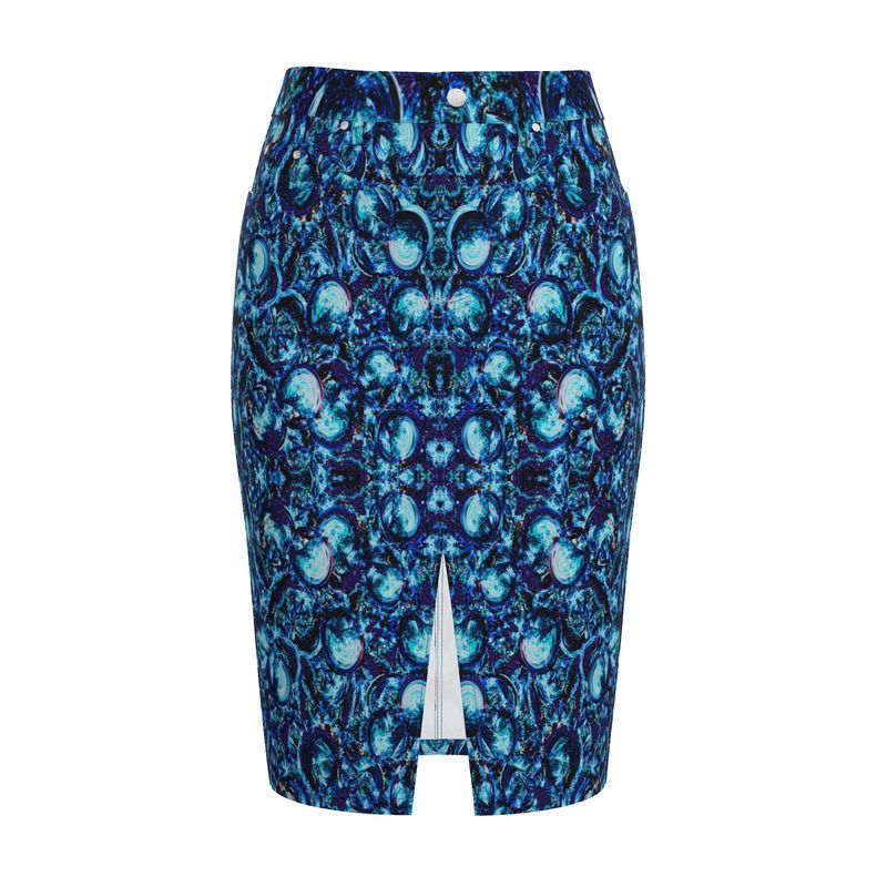 Sea Bubbles Underwater Denim Midi skirt