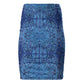 Mandala Designed Blue pencil skirt
