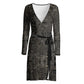 Black and Tan Odred longsleeve wrap dress