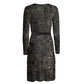 Black and Tan Odred longsleeve wrap dress