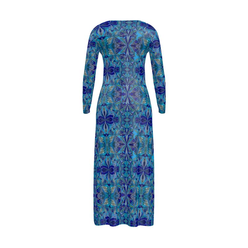 Icey Blue Crystal Floor length Cardigan Sweater