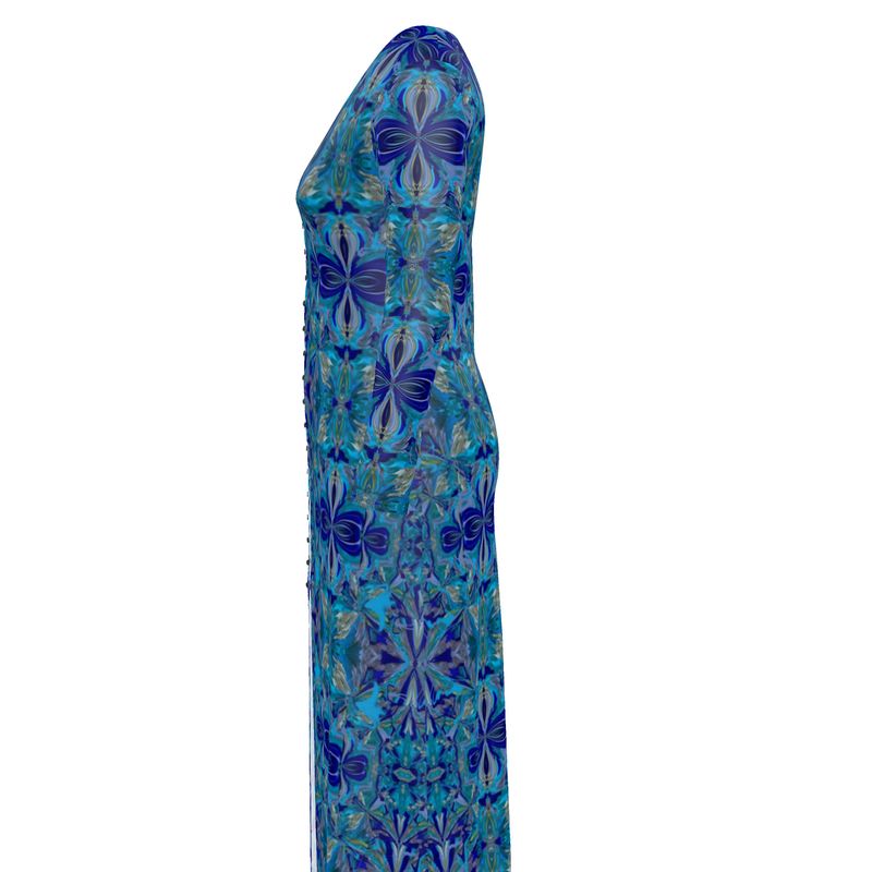 Icey Blue Crystal Floor length Cardigan Sweater