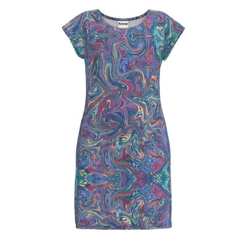 Blue Raspberry Sorbet Swirl fitted dress